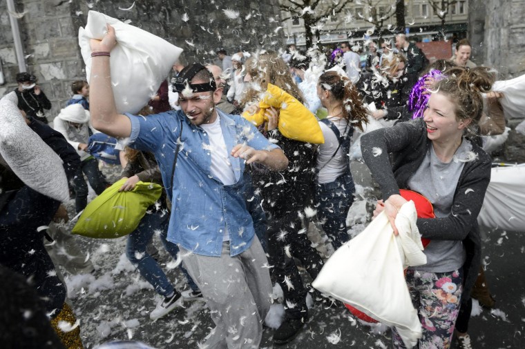 Image: Pillow fight in Lausanne