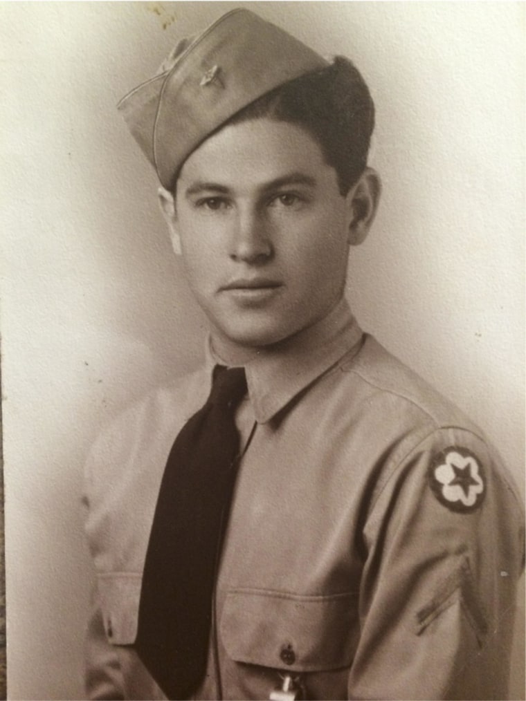 Linda Sanchez’ grandfather, John S. Sanchez, entering the U.S. Army in 1944. The Sanchez family traces its presence in New Mexico to the 17th-century, where they received a land grant from Spain.