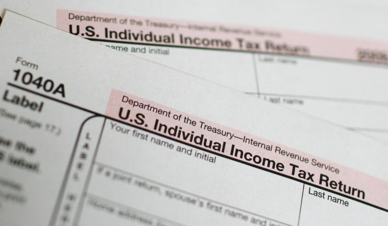 Image: U.S. 1040A Individual Income Tax form is seen at a U.S. Post office in New York