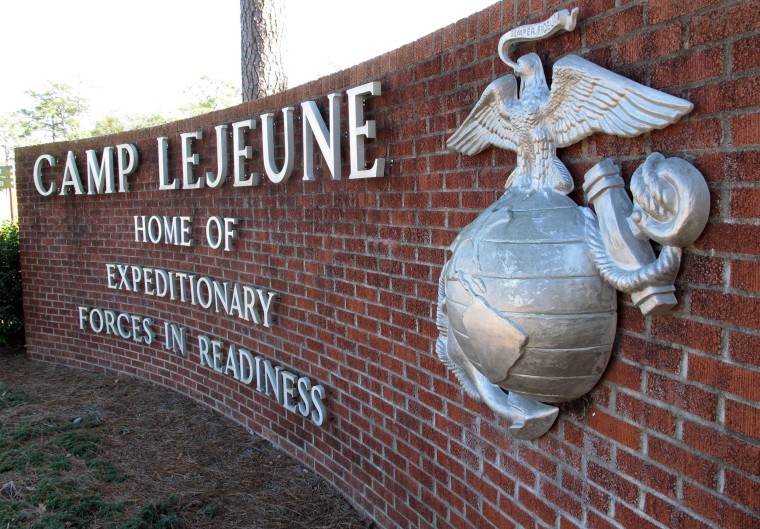 Image: A sign at the entrance to Camp Lejeune, N.C.