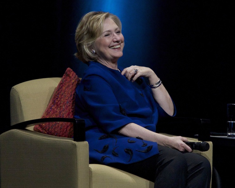 Image: Former Secretary of State Hillary Clinton speaks to members of the World Affairs Council of Oregan in Portland