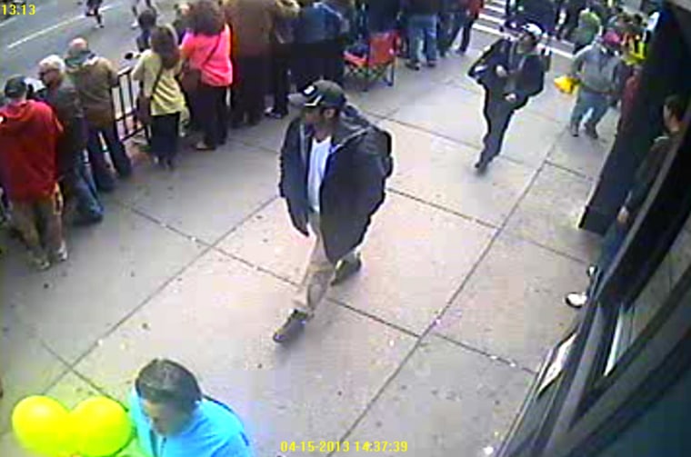 Image: An FBI video image of the two Boston Marathon bombing suspects