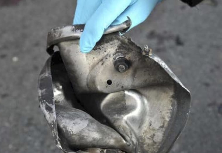 Image: Remains of a pressure cooker that the FBI says was part of one of the bombs