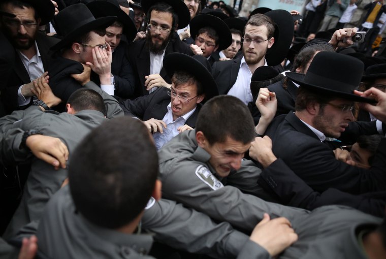 Image: ISRAEL-POLITICS-MILITARY-JUDAISM-ARREST-DEMO