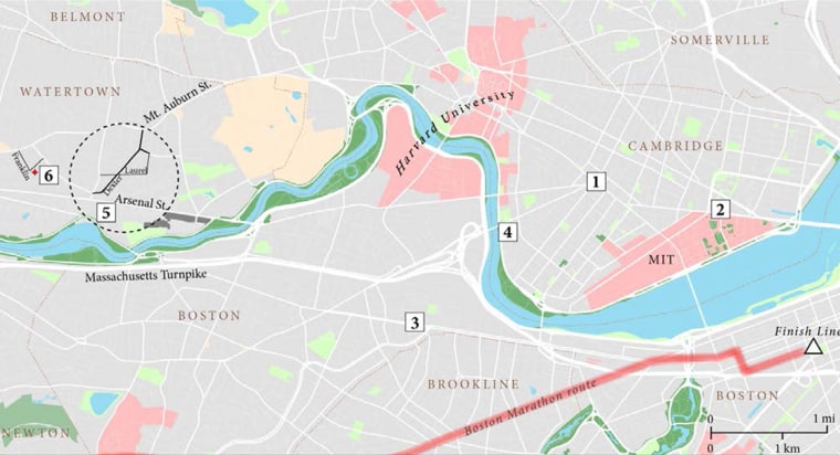 Image: Map of key locations in Boston Marathon bombing and resulting manhunt