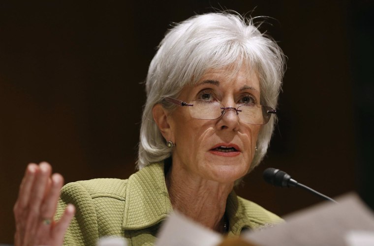 Image: U.S. Secretary of Health and Human Services Sebelius answers a question while she testifies before the Senate Finance Committee hearing on the President's budget proposal for FY2015, on Capitol Hill in Washington