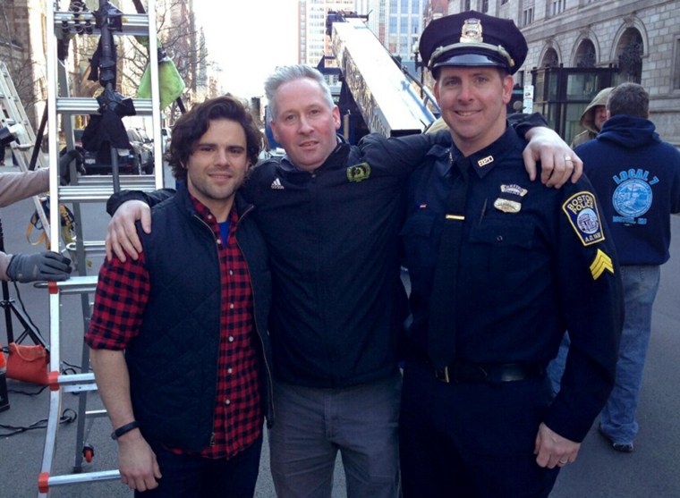 Image: Three men who aided Sydney Corcoran after she was seriously wounded in the Boston Marathon bombing