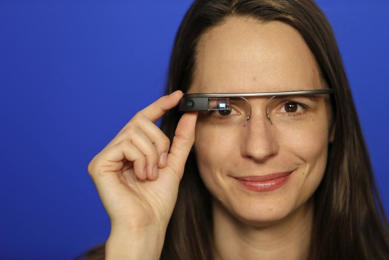 Image: A woman wears Google Glass in New York