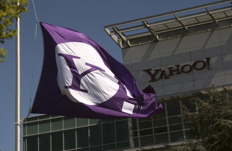 Image: The Yahoo logo is shown at the company's headquarters in Sunnyvale, California