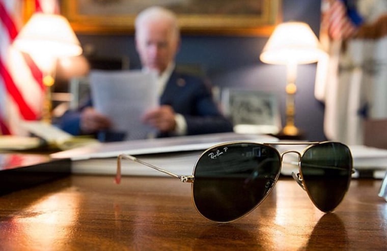 Vice President sits at his desk in this photo posted on Instagram.