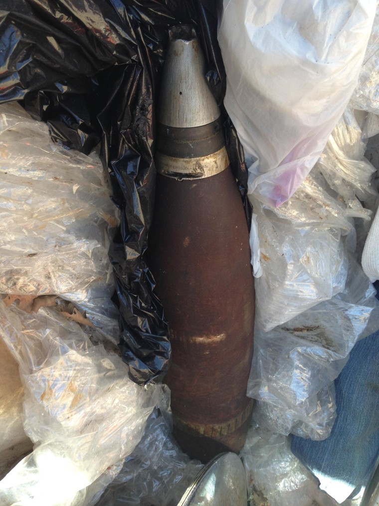 Image: A potentially explosive piece of military ordnance that was found in Solvang, Calif.