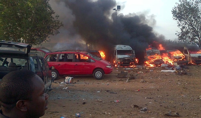 Image: The aftermath of Monday's attack on a bus station in Abuja, Nigeria