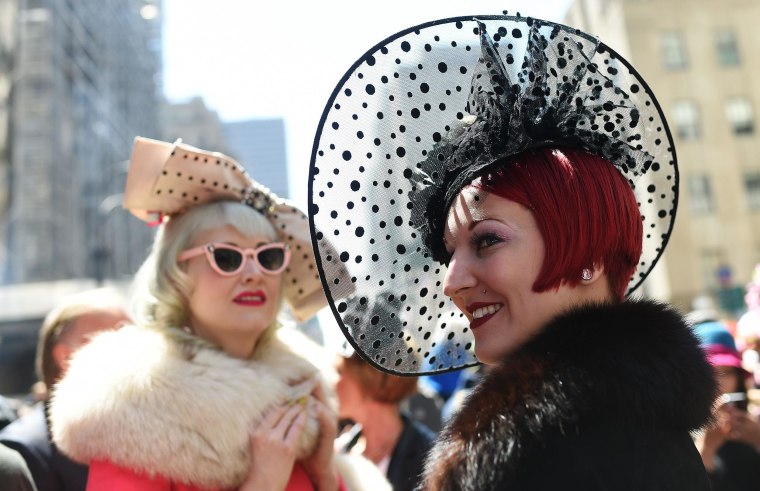 Image: Participants display their outfits during the annual Easter Parade on Fifth Avenue in New York