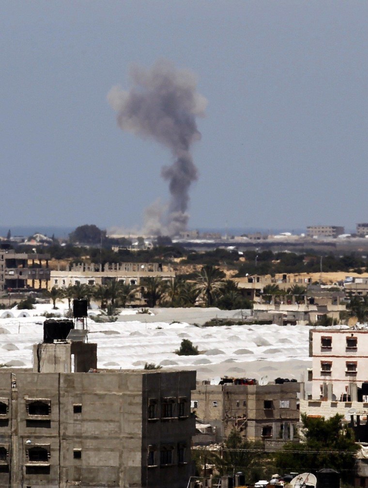 Image: Smoke rises following Israel strike on Rafah in the Gaza Strip on Monday