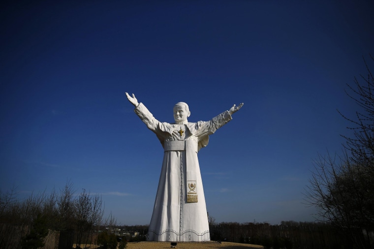 Image: A monument of the late Pope John Paul II stands in Czestochowa, southern Poland