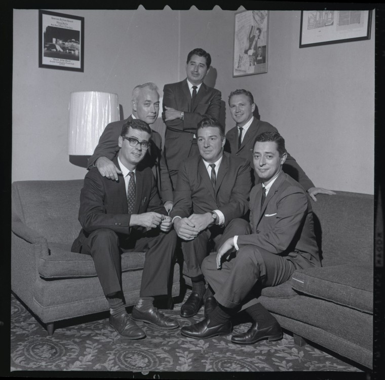 The late journalist Ruben Salazar, standing in the back, with other L.A. Times reporters