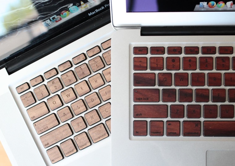 Lazerwood's keys in walnut (left) and RawBKNY's in rosewood (right).