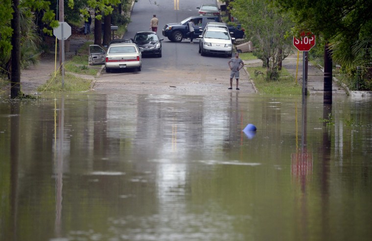 Image: Floodwaters cover Strong Street in Pensacola, Fla.