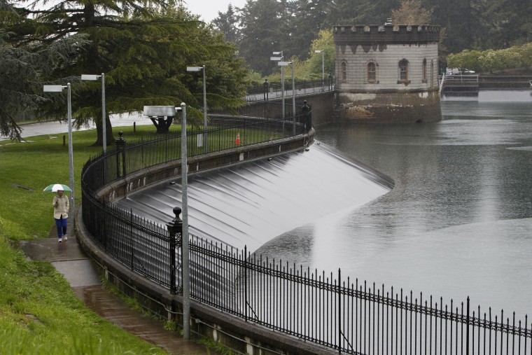 Image: Mount Tabor Reservoir Number 5 is seen in Portland, Oregon