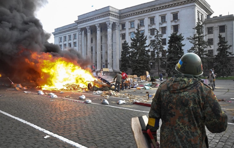 Image: Dozens dead in fire after clashes in Odessa