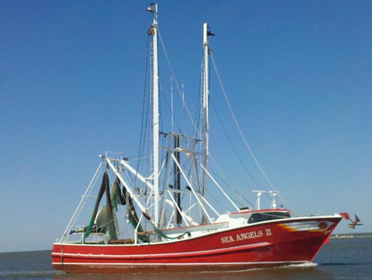 The boat of 63-year-old shrimp fisherman Carl Moore who discovered a goblin shark. 