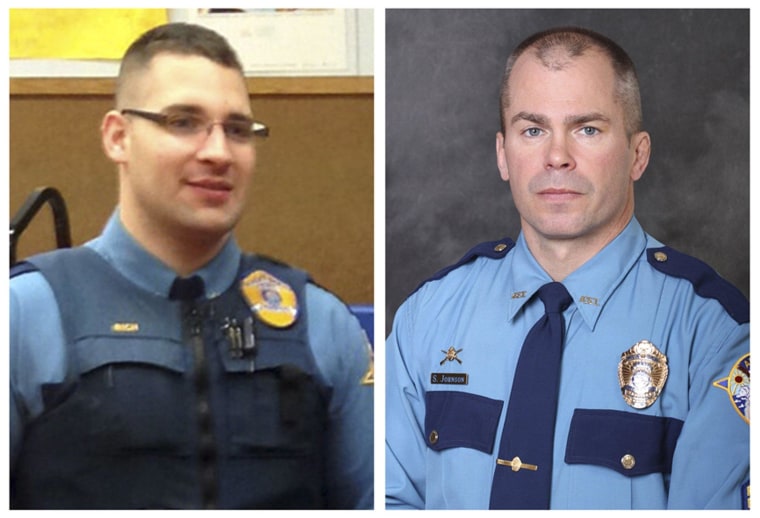 Image: Combo picture of Alaska Department of Public Safety handouts shows Alaska State Troopers Sergeant Johnson and Rich, who were killed in Tanana