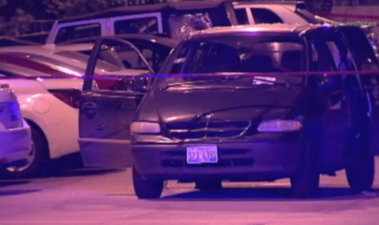 Image: A damaged van was involved in a shooting in Chicago over the weekend.