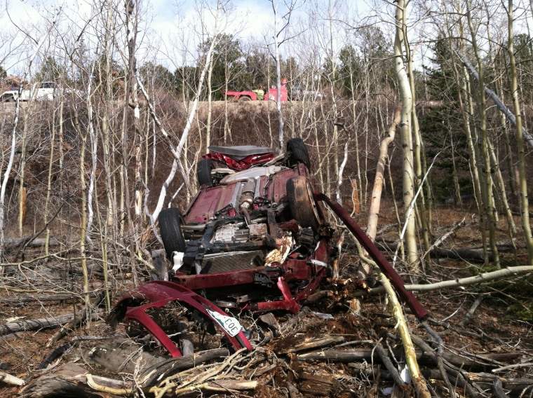 Image: Kristin Hopkins was trapped in this car for at least five days