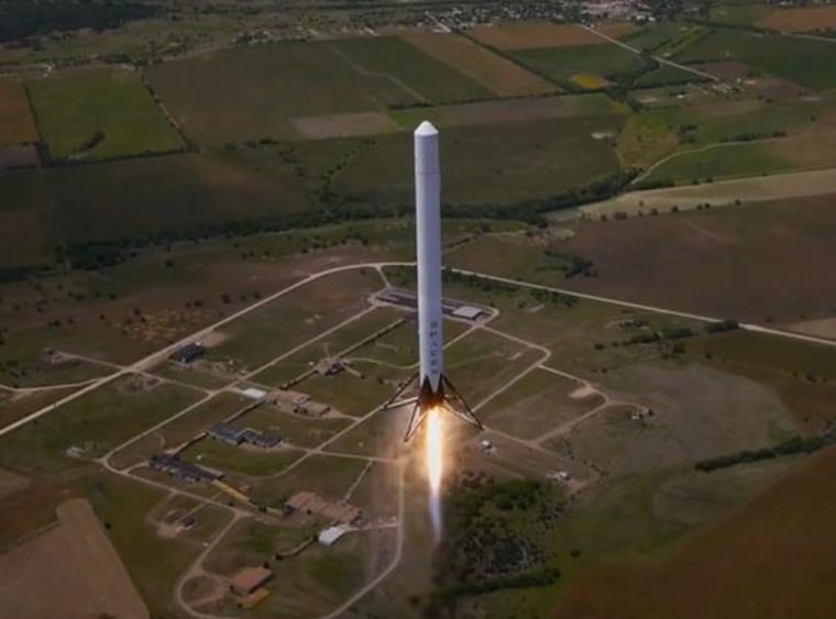 Screengrab from a video of SpaceX's Falcon 9 Reusable rocket during a test flight on May 1, 2014.