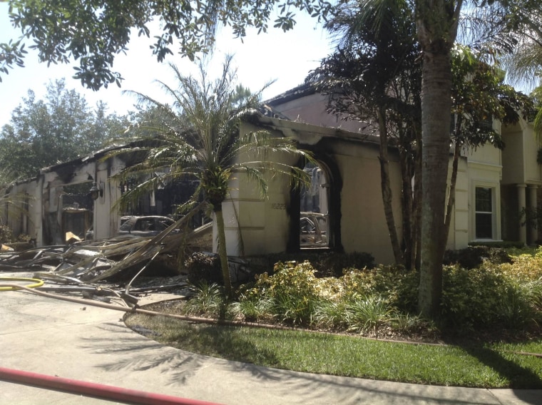 Image: Handout photo of a house owned by former tennis pro James Blake, after a fire in Tampa, Florida