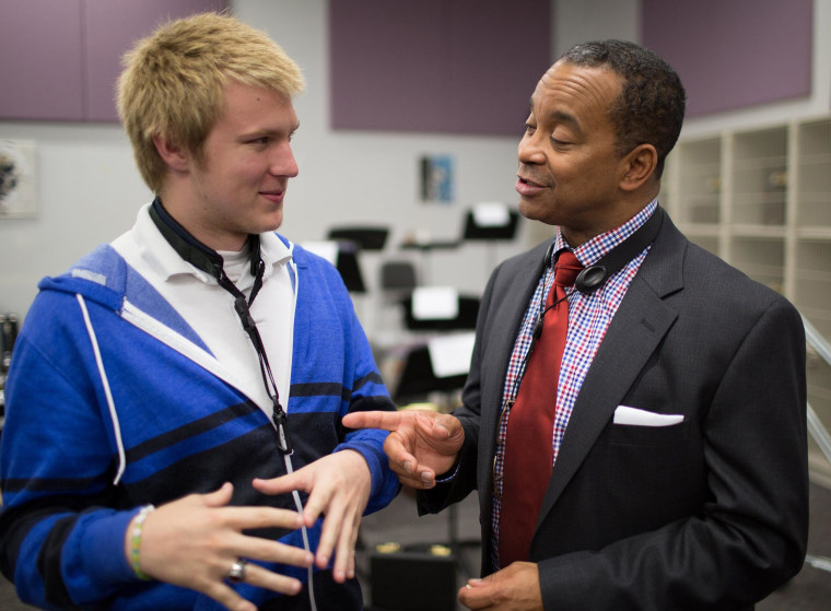 Image: Florida prep jazz band learns from professional