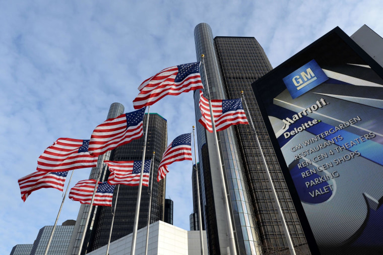 The General Motors headquarters in the Renaissance Center is viewed in this January 14, 2014 file photo in Detroit, Michigan.