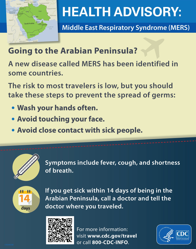 Image: A health advisory from the CDC regarding MERS