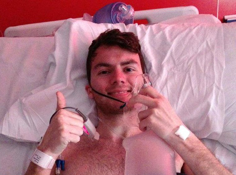 This is a an undated handout photo of cancer patient and fund raiser  Stephen Sutton.  The 19-year-old, who has raised more than US $5 million during his three-year battle against multiple tumors died peacefully in his sleep this Wednesday May 14, 2014 , his mother said on his Facebook page Wednesday.