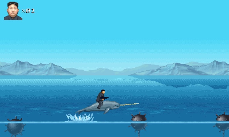 Kim Jong Un on his preferred mode of transportation, a narwhal.