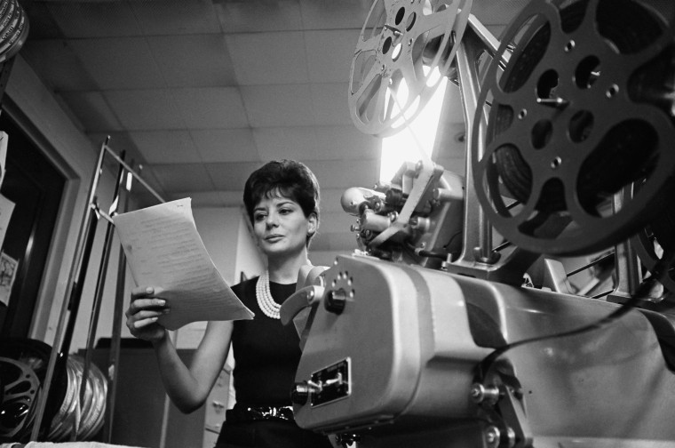 Barbara Walters in an NBC News edit room in 1965