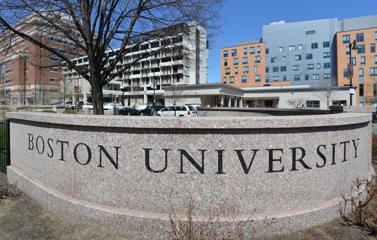 Image: A sign at the entrance at Boston University in April 2013 in Boston.