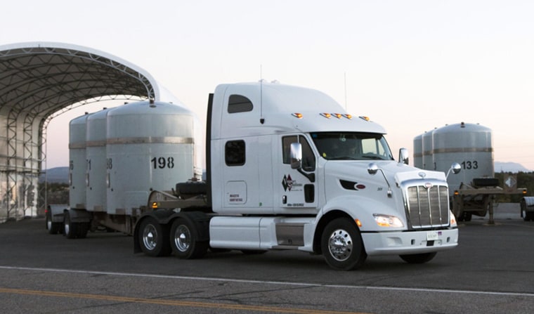 Image: A truck hauls a shipment of nuclear waste from Los Alamos National Laboratory
