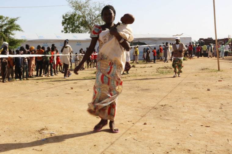Nigerians fleeing Boko Haram violence arrive at the Minawao Camp across the border in Cameroon.