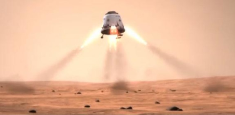 Image: Simulated Dragon space capsule landing on Mars