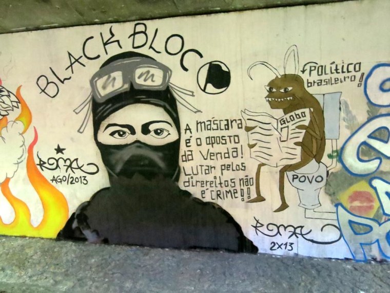 Image: Graffiti in Brazil for the "Black Bloc" protest movement