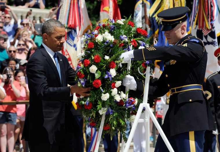 Image: President Barack Obama lays a wreath at the Tomb of the Unknowns at Arlington National Cemetery