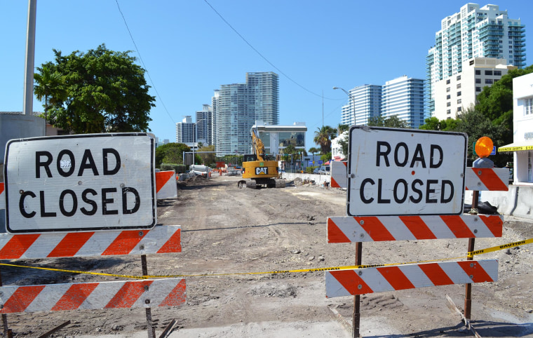 Image: Heavy construction in the area of South Beach, in Miami, Florida as the city installs new water pumps.