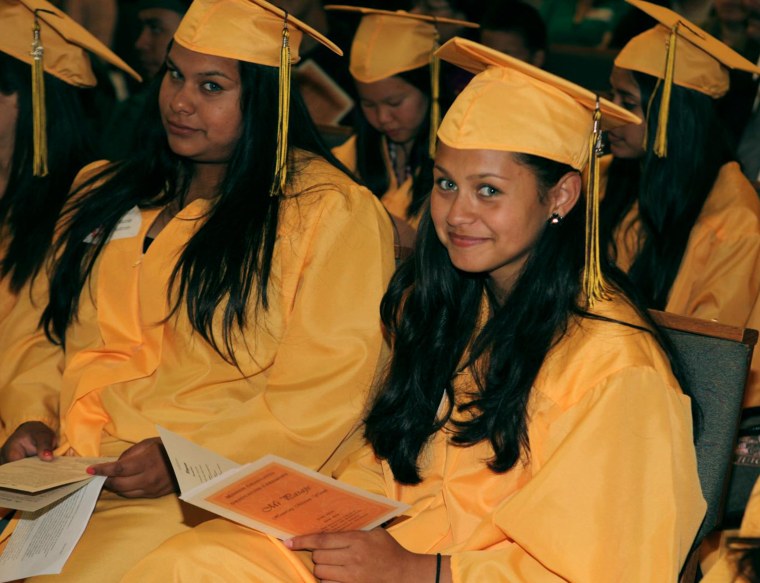 College Connect students during Mi Pasaje, the Mission Graduates graduation ceremony in San Francisco, California. 