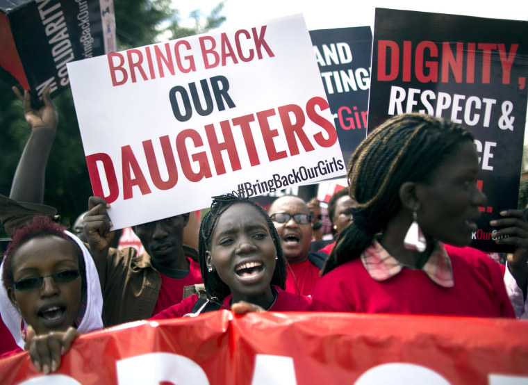 Image: Kenyan activists protest against the kidnapping of Nigerian school girls