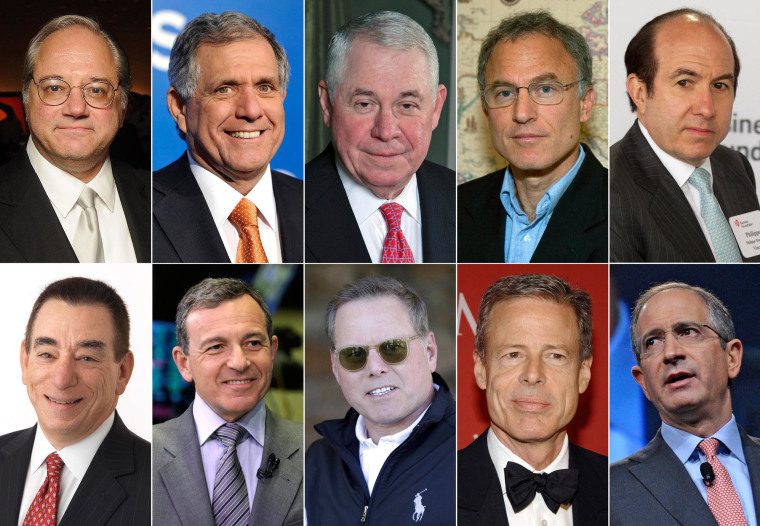 Image: A photo combination of the 10 highest-paid CEOs of 2013, as calculated by The Associated Press and Equilar