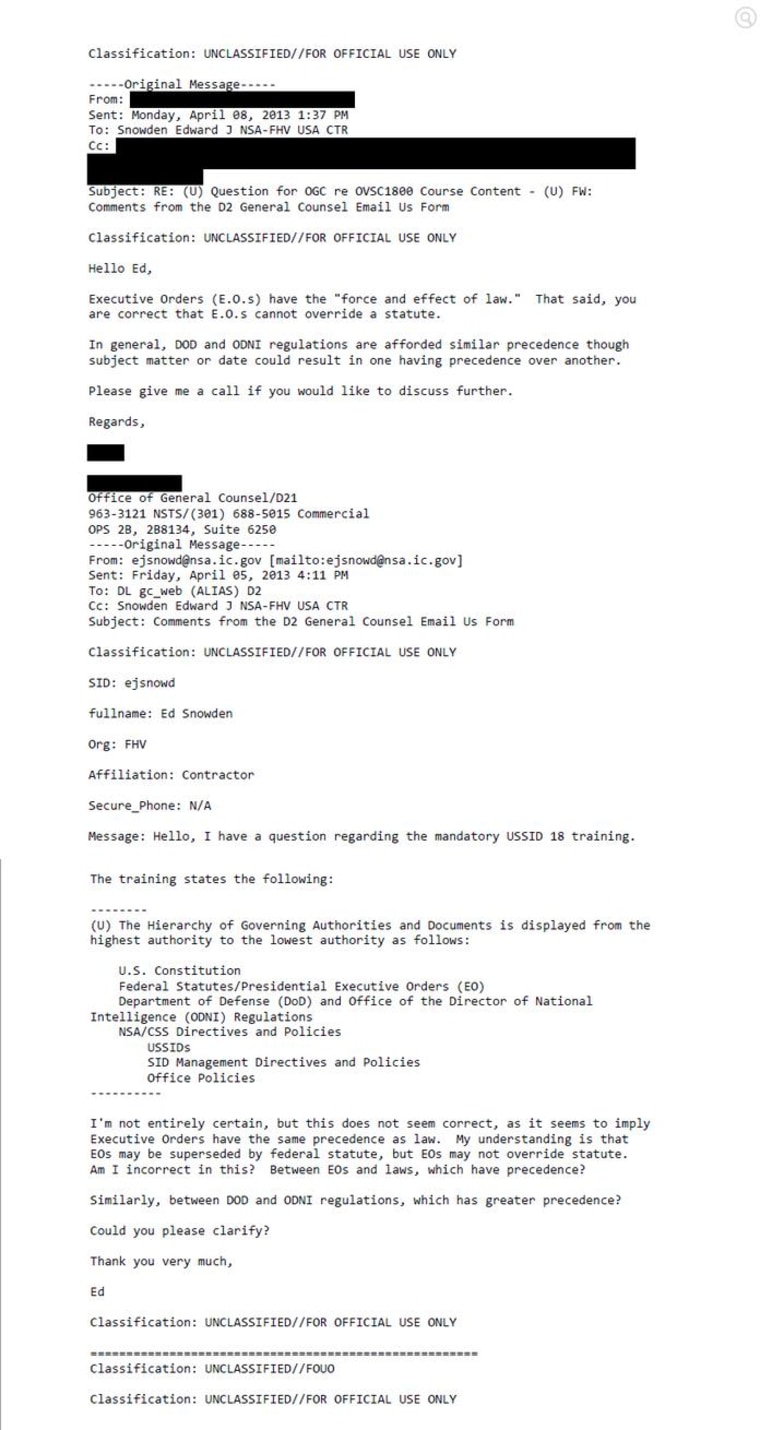 Paper Trail Nsa Releases Email Snowden Sent To Agency Officials 0357