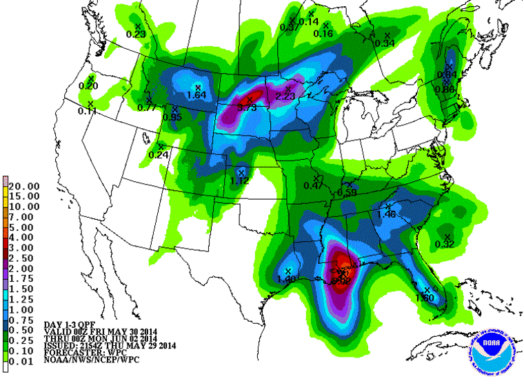 MAP: Rain forecast for south Louisiana