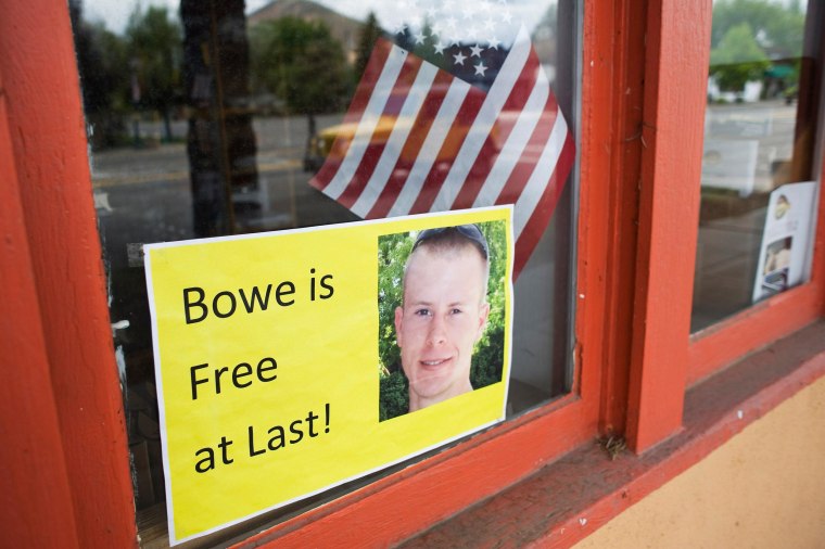 Image: A sign of support of Army Sergeant Bowe Bergdahl is seen in Hailey, Idaho