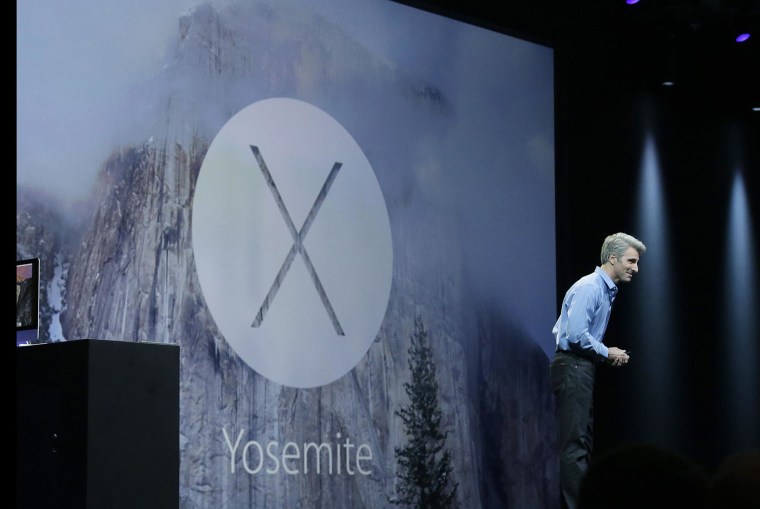 Image: Apple senior vice president of Software Engineering Craig Federighi introduces the Yosemite operating system during the Apple Worldwide Developers Conference in San Francisco
